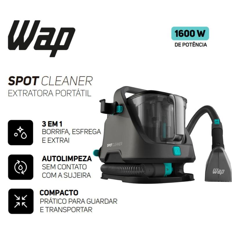 Extratora e Higienizadora WAP Spot Cleaner W2 1600W Portátil para Estofados Tapetes e Bancos 127V