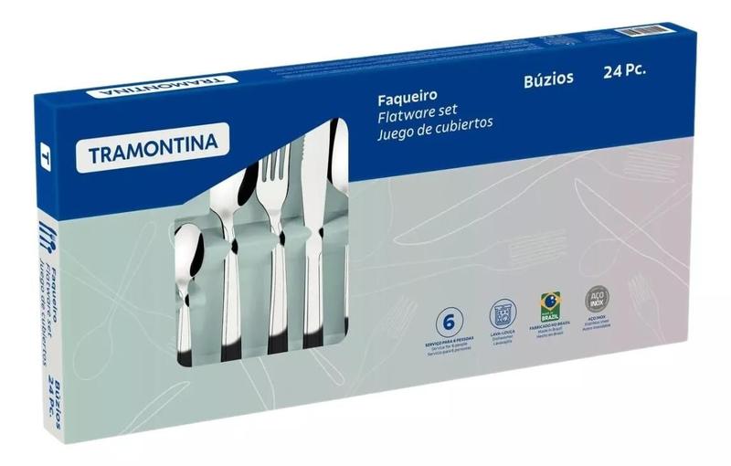 Faqueiro Tramontina Búzios cem Aço Inox com 24 Peças - 23799/071