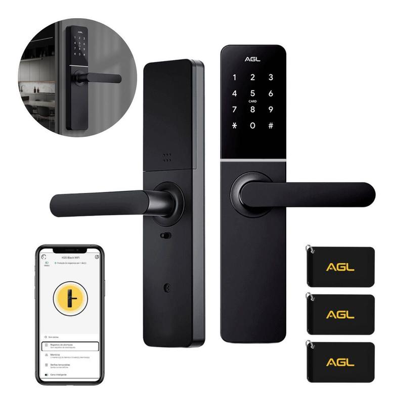 Fechadura digital agl h20 black wifi