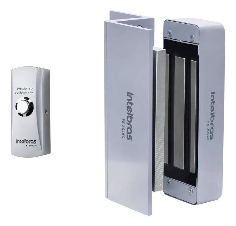 Fechadura Eletroímã Intelbras Magnetica E 1 Botoeira Bt 3000 Prata