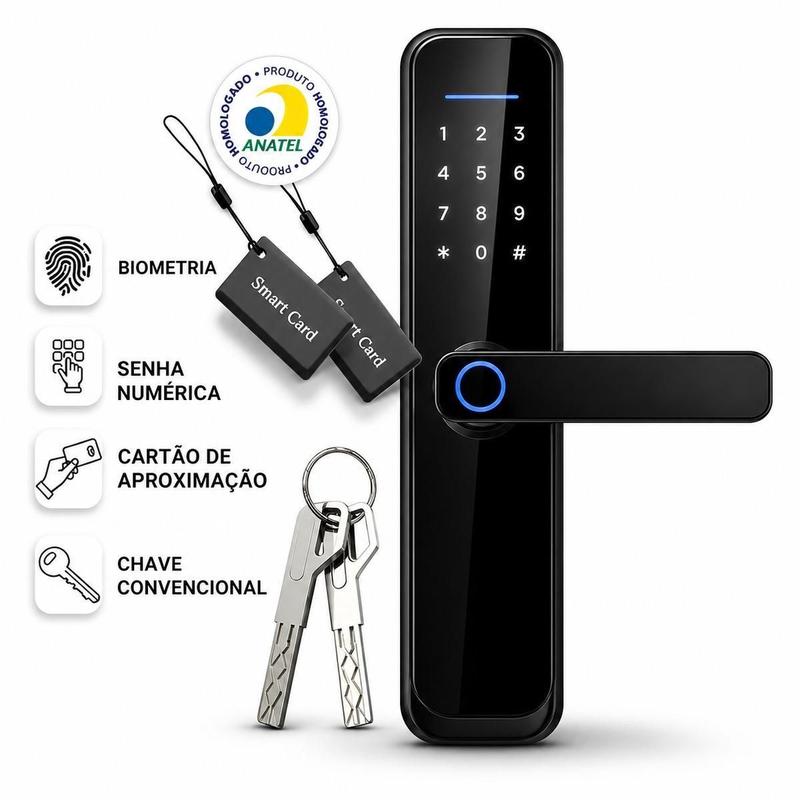 Fechadura Inteligente Wi-Fi com Abertura por Senha Digital e Biometria