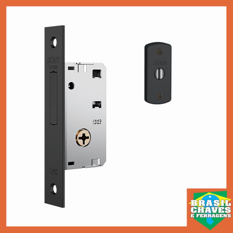 Fechadura para porta Tetra Chave Auxiliar Preto Fosco 1003 18mm STAM