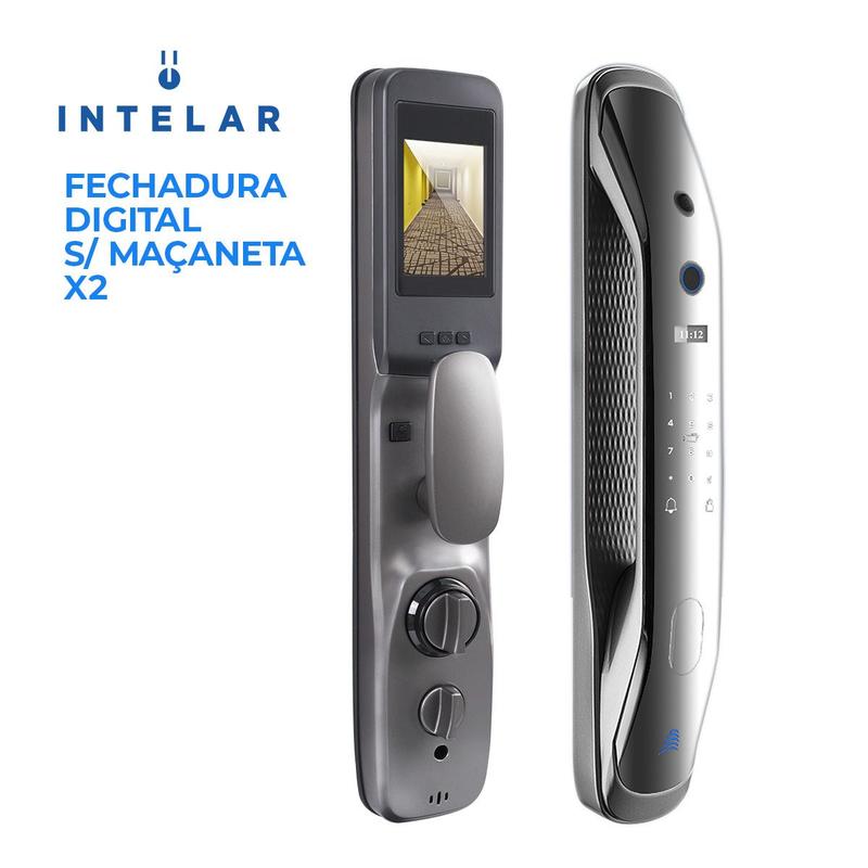 Fechadura Porta Eletrônica Externa Digital Biométrica Senha Numérica Elétrica Câmera Wifi Tela HD
