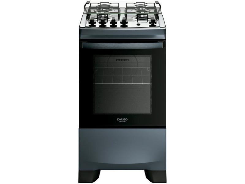 Fogão 4 Bocas a Gás Dako Supreme com Mesa de Inox e Forno 60L Titanium Bivolt