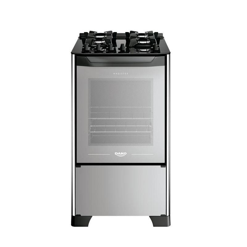 Fogão 4 Bocas Dako Magister Style Mesa Inox Espelhado Preto Bivolt