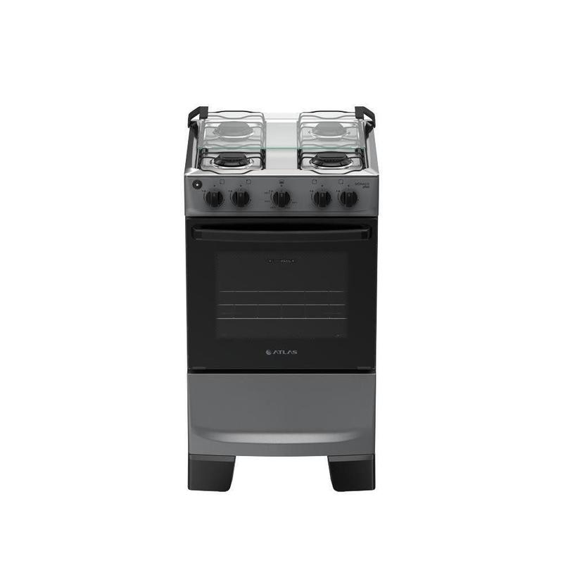Fogão 4 Bocas Titanium com Mesa Inox Atlas Mônaco Plus Bivolt