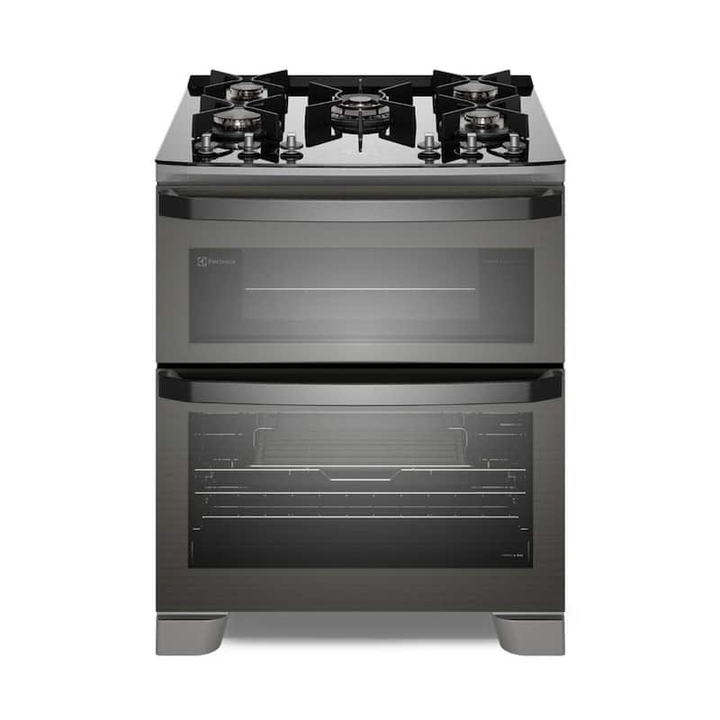Fogão 5 bocas Electrolux Cinza Expert Função Air Fryer, 2 Fornos, Grill e Timer (FE5AD)