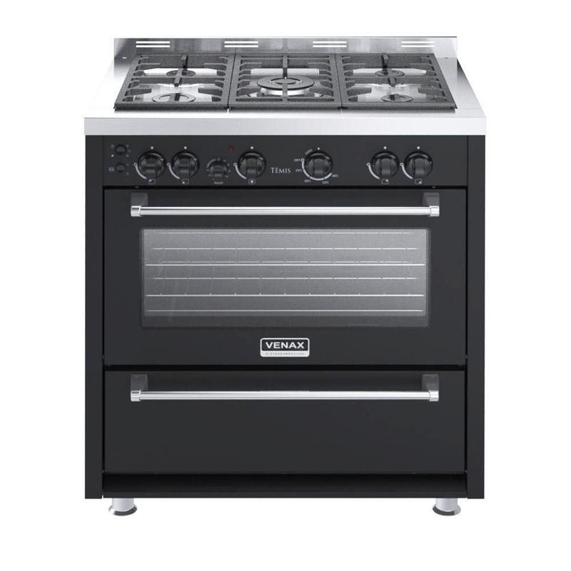 Fogão 5 Bocas Venax Temis A Gas Mesa De Inox Preto 220V
