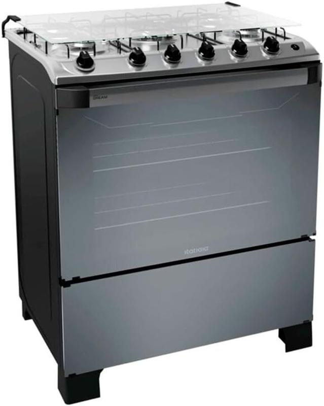 Fogão Itatiaia New Dream 5 Bocas Reflecta Fumê com Mesa de Vidro Temperado e Forno Amplo