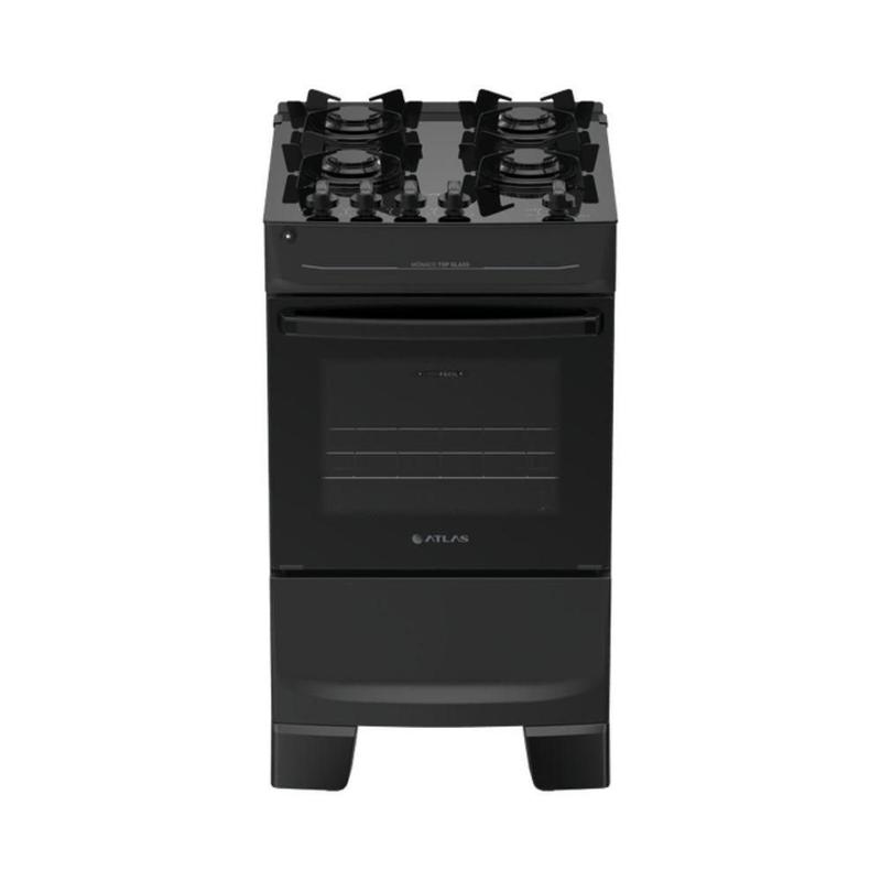 Fogão Monaco Top Glass New 4 Boca Atlas Preto Bivolt