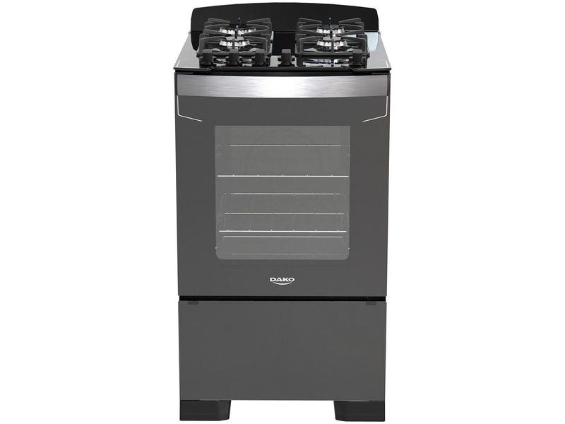 Fogão Piso 4 Bocas Gás Dako Diplomata Mesa Vidro Acendimento Automático Preto Bivolt