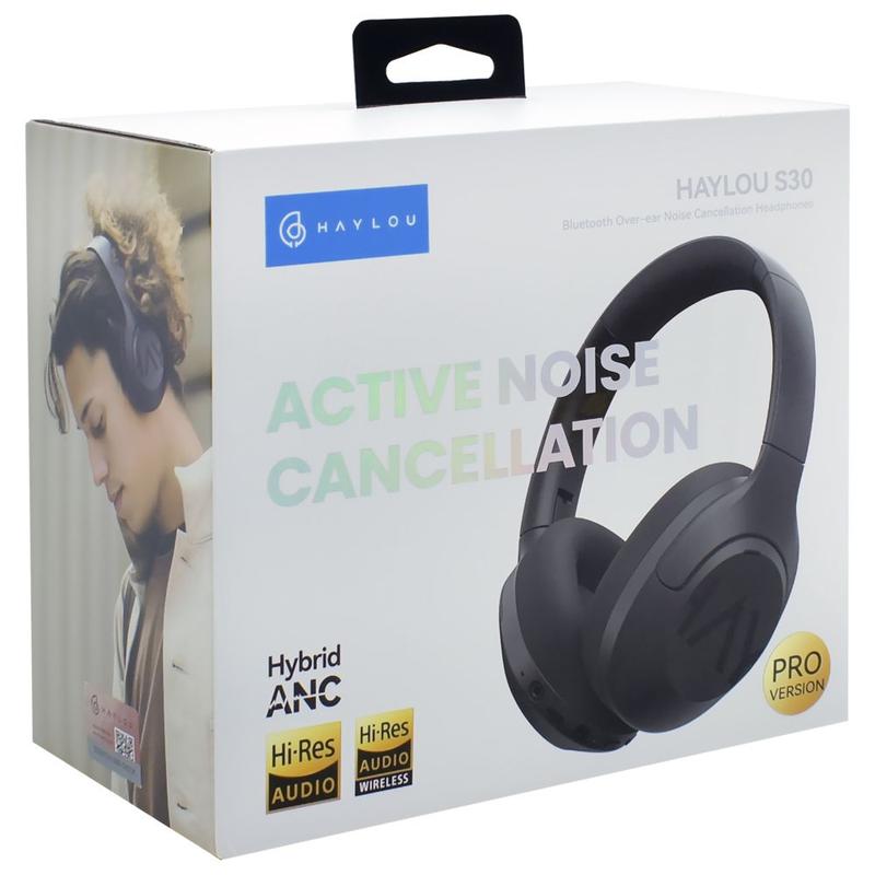 Fone de Ouvido HAYLOU S30 Pro Hybrid ANC Bluetooth 5.4, headphone Preto