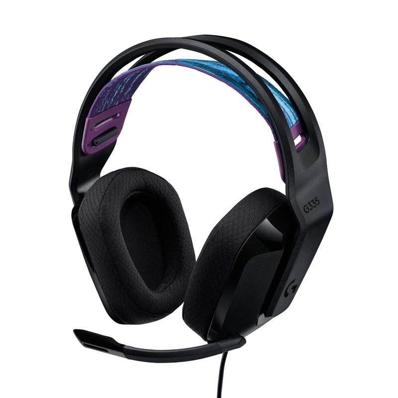 Fone de ouvido para jogos Logitech G G335 com fio com microfone Flip to Mute preto