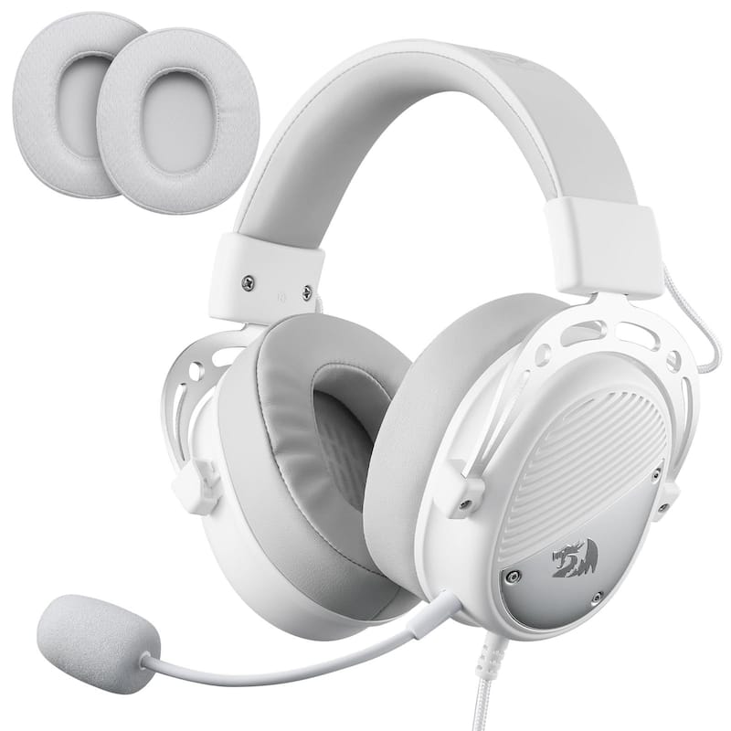 Fone de ouvido para jogos Redragon H730 USB com fio 360 com som branco