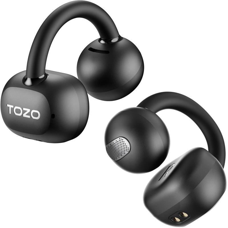 Fones de ouvido Open Ear TOZO OpenEarring Bluetooth 5.4 pretos