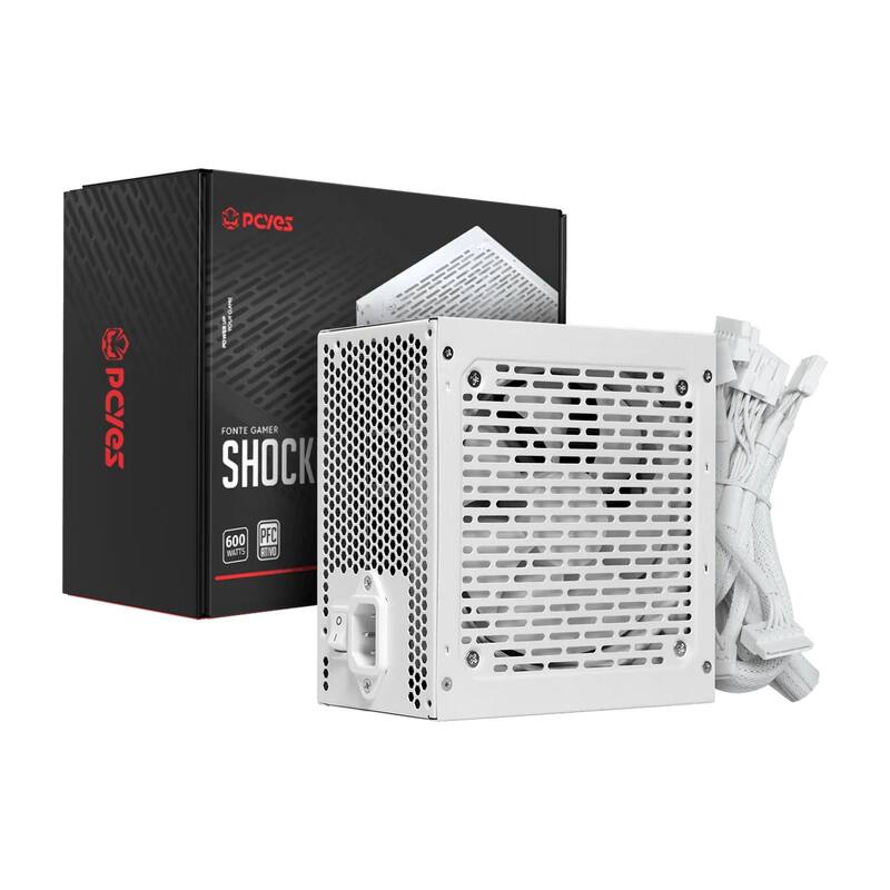 Fonte Gamer Pcyes Shocker 600W White Ghost 80 Plus Standard PF600SHWG