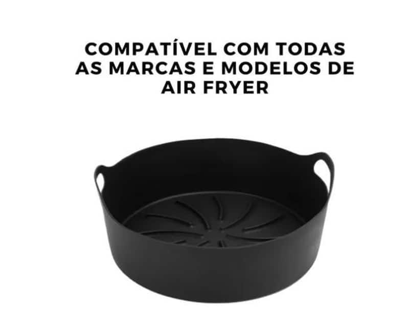 Forma Silicone Para Fritadeira Elétrica Air Fryer Preta 18cm - Saz