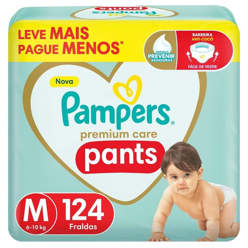Fralda Calça Pampers Premium Care Pants Tam. M 6 a 10kg 124 Unidades