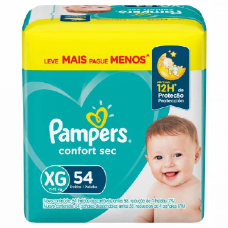 Fralda Pampers Confort Sec Xg 54 Unidades