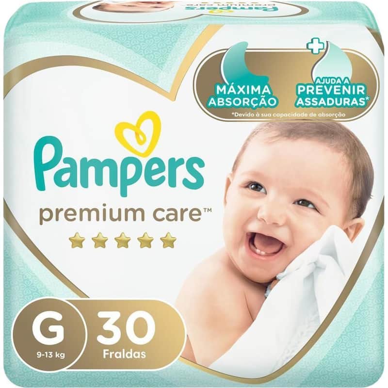 Fralda Pampers Premium Care Pants Tamanho G, Fácil de Vestir, 30 Unidades