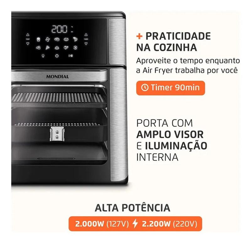 Fritadeira Elétrica Air Fryer Oven Afon-12l-bin 12l 2000w