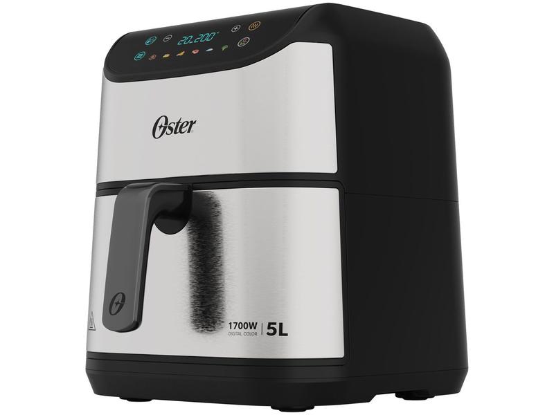 Fritadeira Elétrica sem Óleo/Air Fryer Oster OFRT930 Inox e Preto com Timer Inox 5L