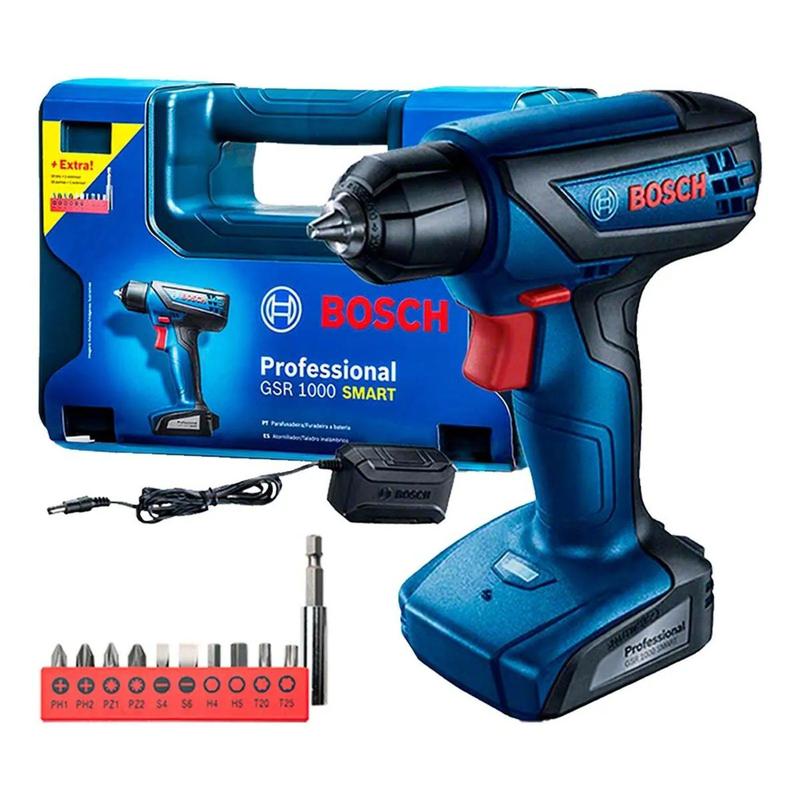 Furadeira E Parafusadeira Gsr 1000 Smart 12v Bivolt Bosch Com 10 Bits