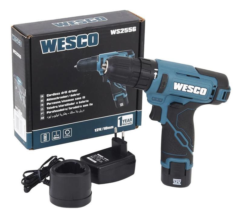 Furadeira E Parafusadeira Pro 12v Bateria Carregador - Wesco Preto