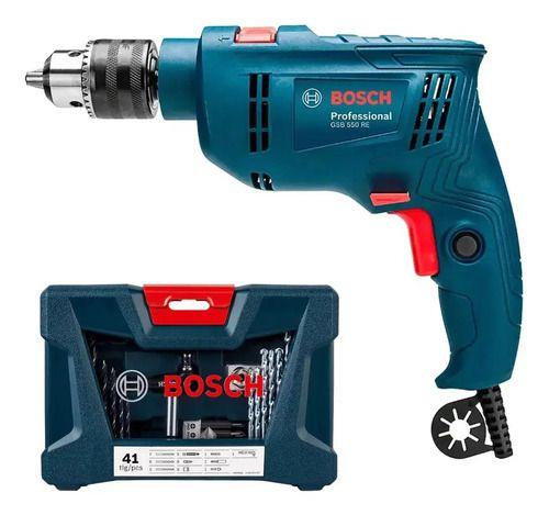 Furadeira Impacto 1/2 Pol 550w Kit De Pontas 41 Peças Bosch Azul-turquesa 127v