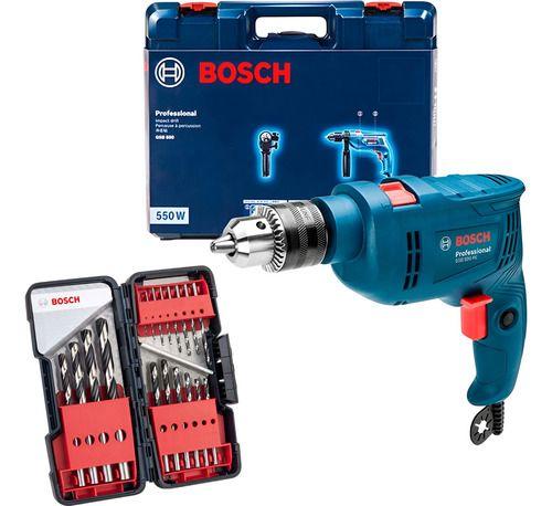 Furadeira Impacto Bosch Gsb 550re + Kit Brocas 18pc 110v