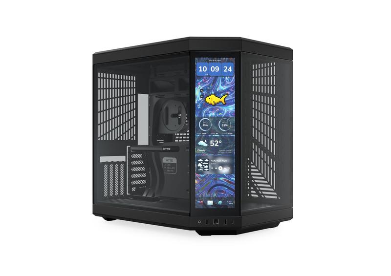 Gabinete Gamer Hyte Y70 Touch Infinite Pitch Black Display 2.5K 14.9 Pol Touch Mid Tower Vidro Temperado EATX Sem Fans