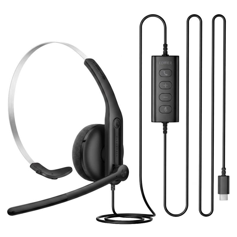 Headset Edifier CC100 Profissional - Driver 30mm - Conexão USB-C e USB-A - Microfone - Preto