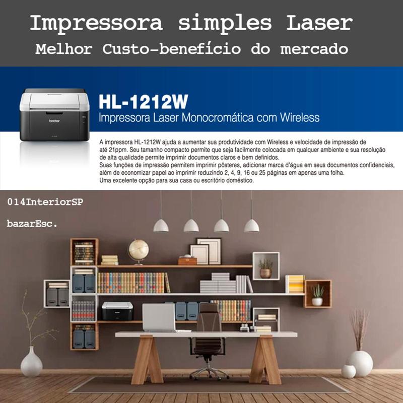 Impressora Simples Brother 1212W / Wi-fi sem Cabos