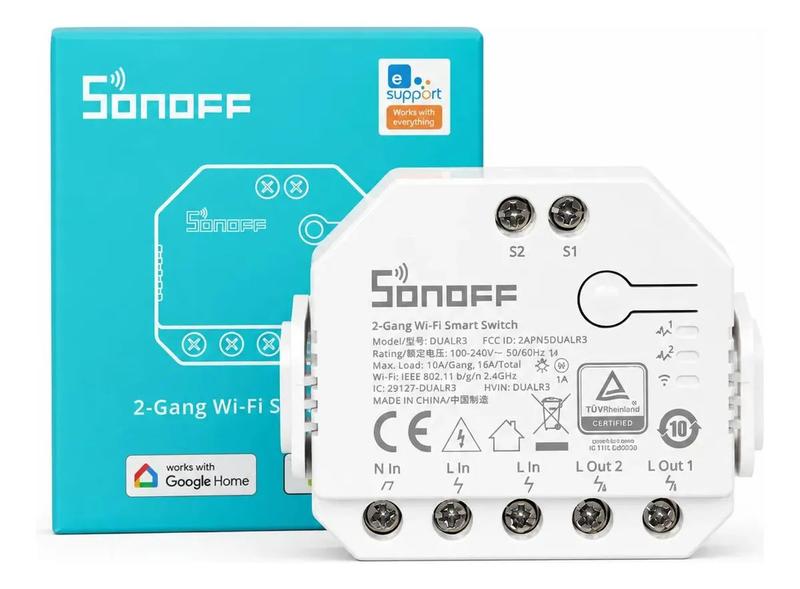 Interruptor Inteligente Sonoff DUALR3 WiFi 2 Canais Medidor De Consumo