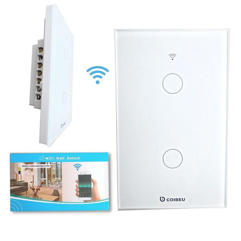 Interruptor Inteligente WiFi, Smart Sem Fio Multifuncional 2 botões (MB302 com neutro) Compatível Com Alexa Google