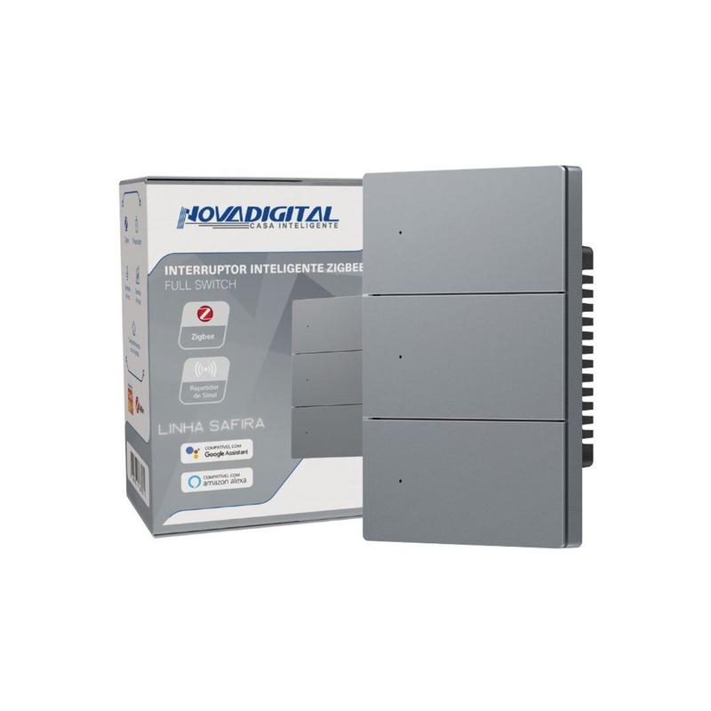 Interruptor Inteligente Zigbee 3 Botões Linha Safira Novadigital