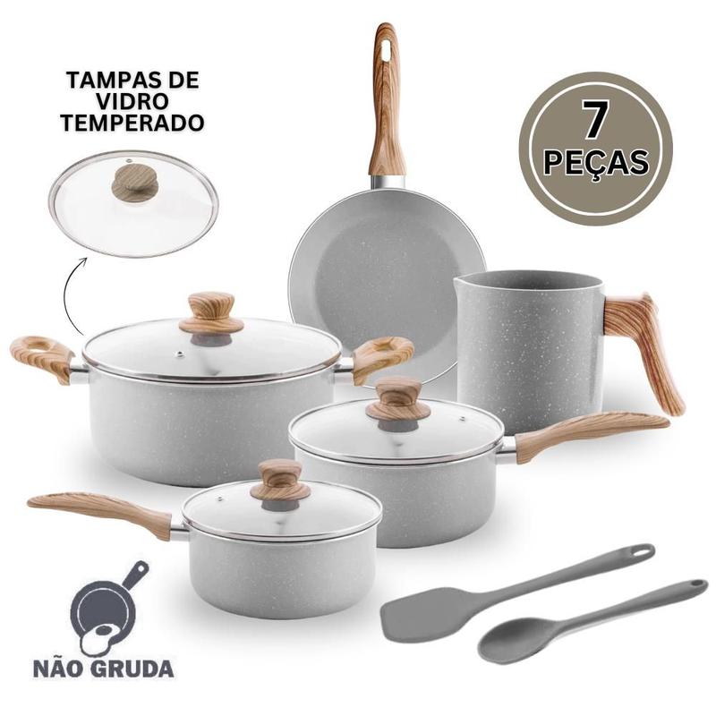 Jogo De Panela 7 Peças Brinox Completa Ceramica Antiaderente
