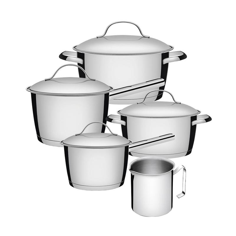 Jogo De Panelas 5 Peças Inox Fundo Triplo Allegra Tramontina Prateado