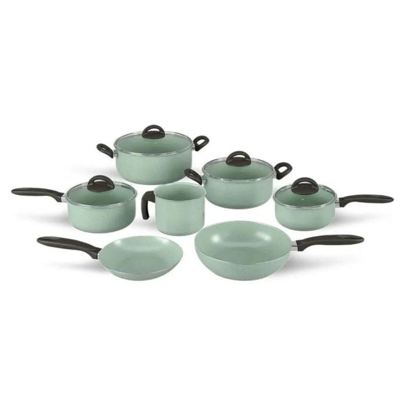 Jogo de Panelas Brinox Antiaderente Ceramic Life 7 Peças Suprema Vanilla