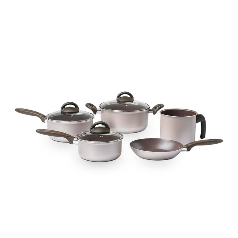 Brinox, Jogo de Panelas Ceramic Life Primea 5 Peças Cappuccino