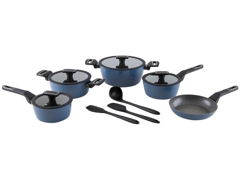 Jogo de Panelas Brinox Revestimento Cerâmico de Alumínio Vermelho e Cinza 8 Peças Ceramic Life Select