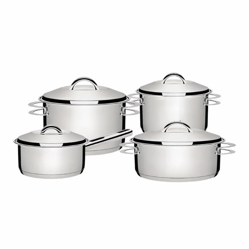 Jogo de Panelas Tramontina Solar 4 Peças Aço Inox Fundo Triplo Prata 1,4L