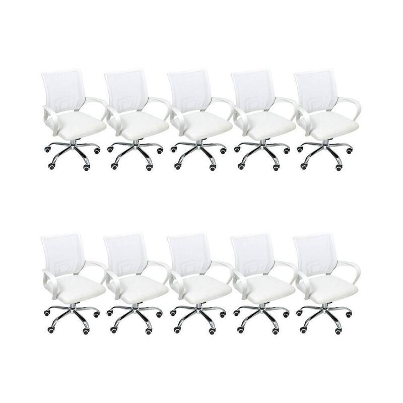 Kit 10 Cadeiras De Escritório Begonia Mesh Ergonômico Branco