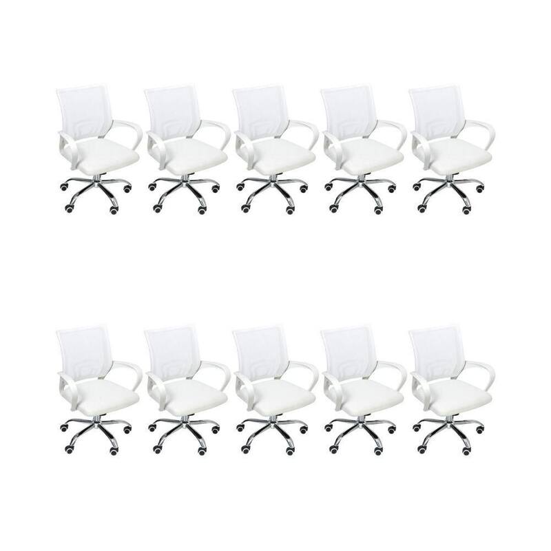 Kit 10 Cadeiras Escritório Oficial Begônia Ergonômico Branco