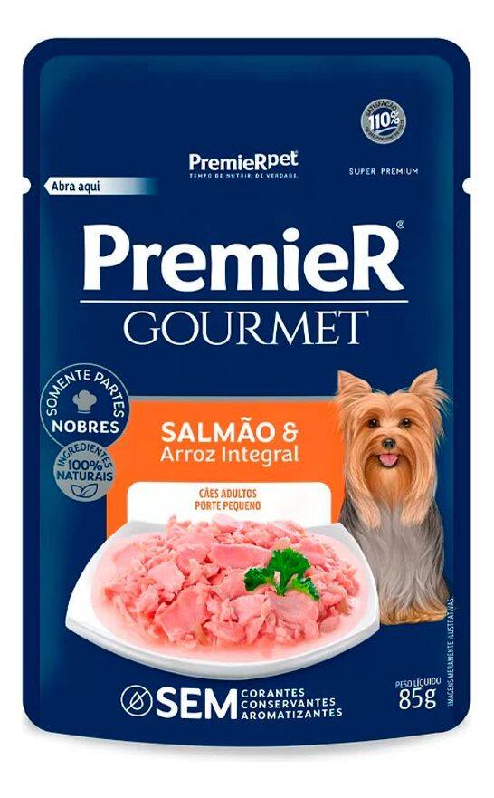 Kit 10 und Sachê Premier Gourmet Cães Ad Peq Porte Salmão 85g