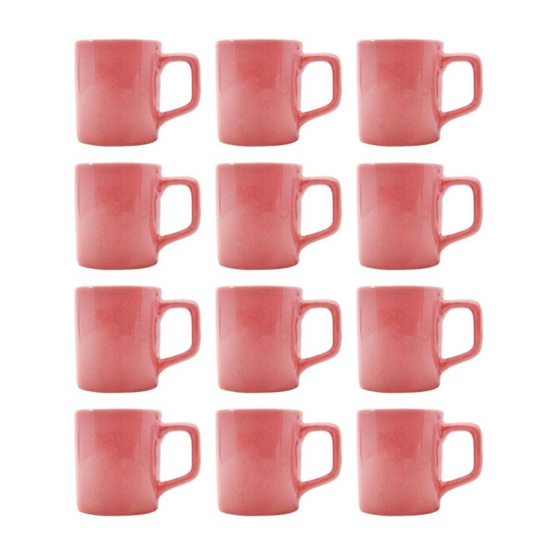 Kit 12 Mini Canecas Chá Rosa 80mL Xícara Café Expresso