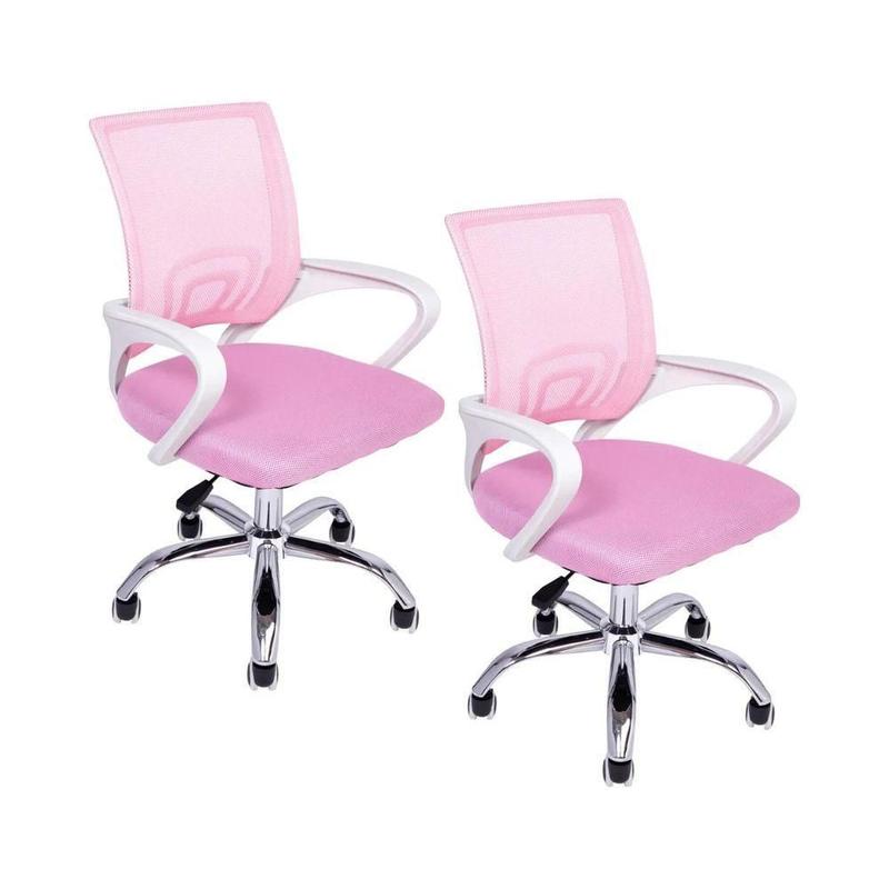 Kit 2 Cadeiras De Escritório Begonia Ergonômico Rosa