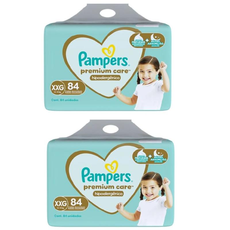 Kit 2 Fralda Pampers Premium Care Max XXG 84 Unidades Cada