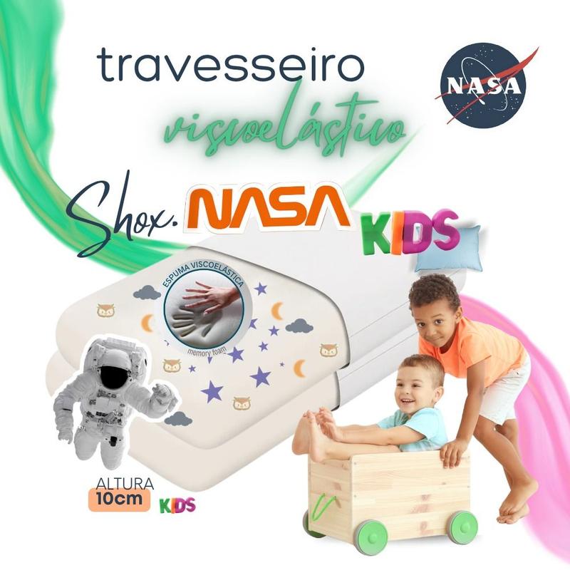 kit 2 Travesseiros Nasa Kids Viscoelástico para crianças de 3 a 10 anos
