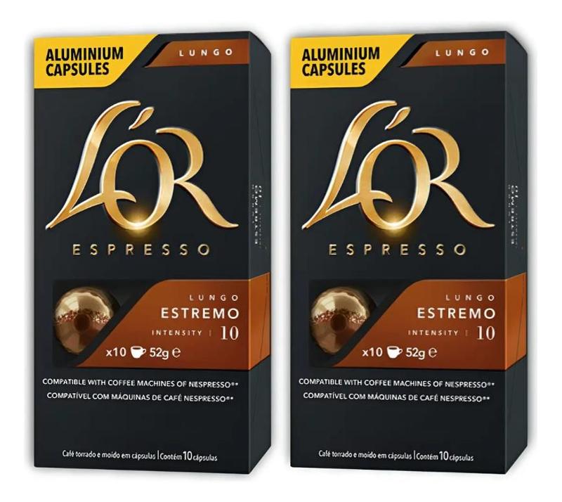 Kit 20 Cápsulas L'or Estremo Café Longo Compatível Nespresso